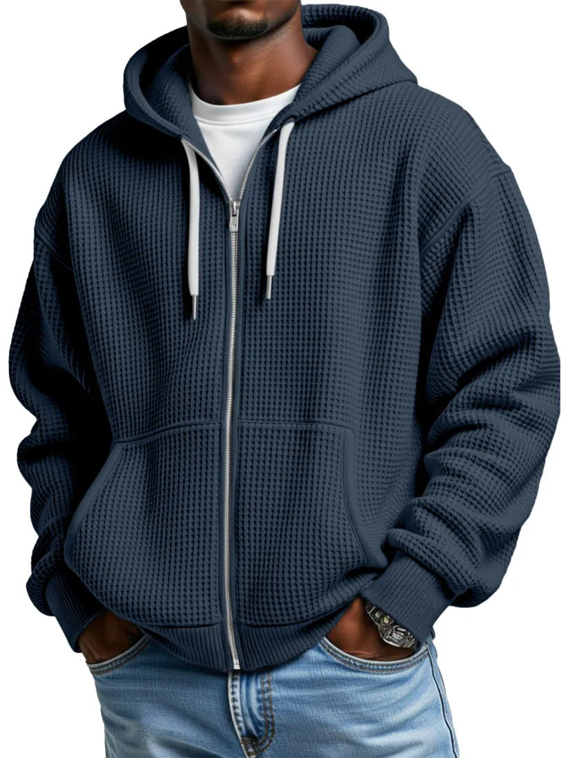 Herren Loose-Fit Kapuzenjacke Waffelpiqué – Bild 4 | LuxeStyle