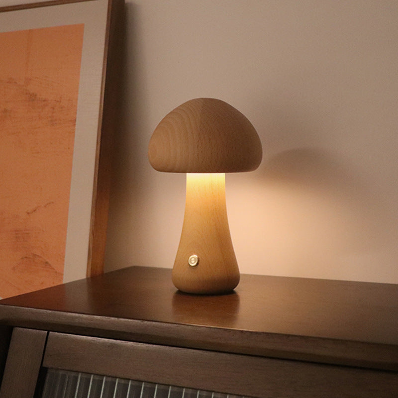 Holz-Pilz Nachtlicht mit Touch-Schalter