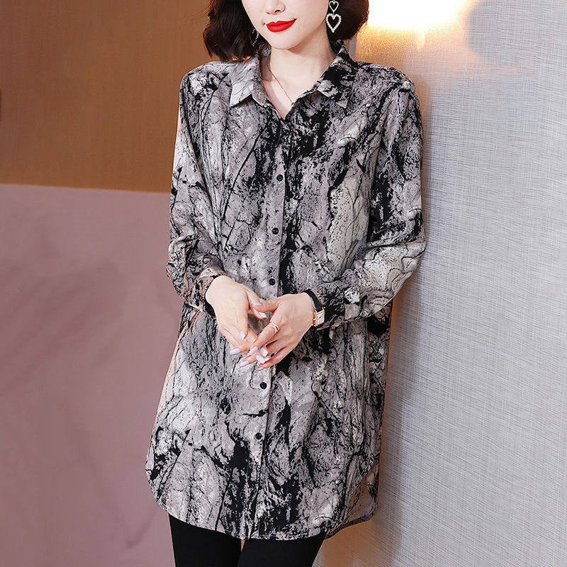 Chiffon-Bluse mit Print für grosse Grössen