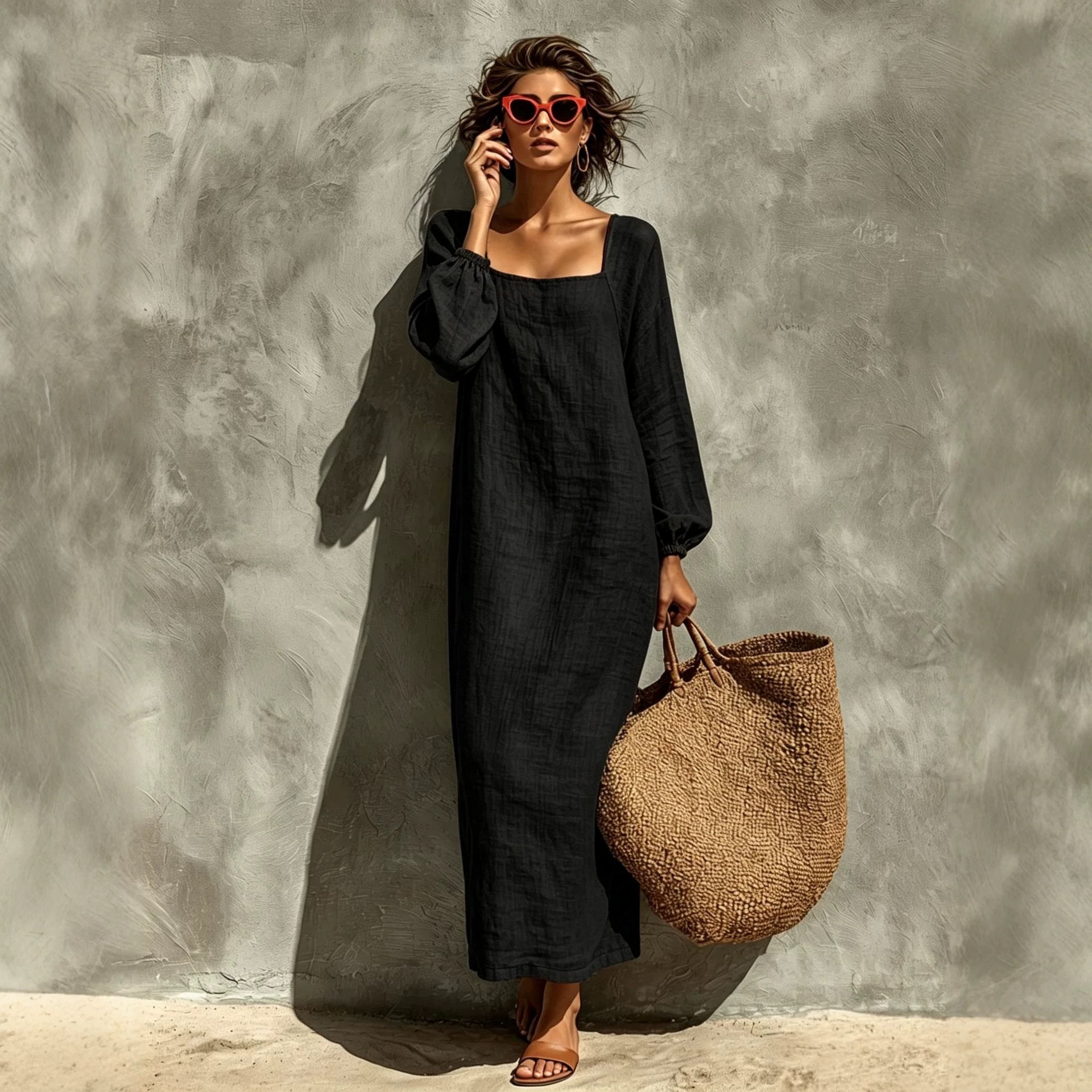 Elegantes Vintage-Kleid mit langen Ärmeln