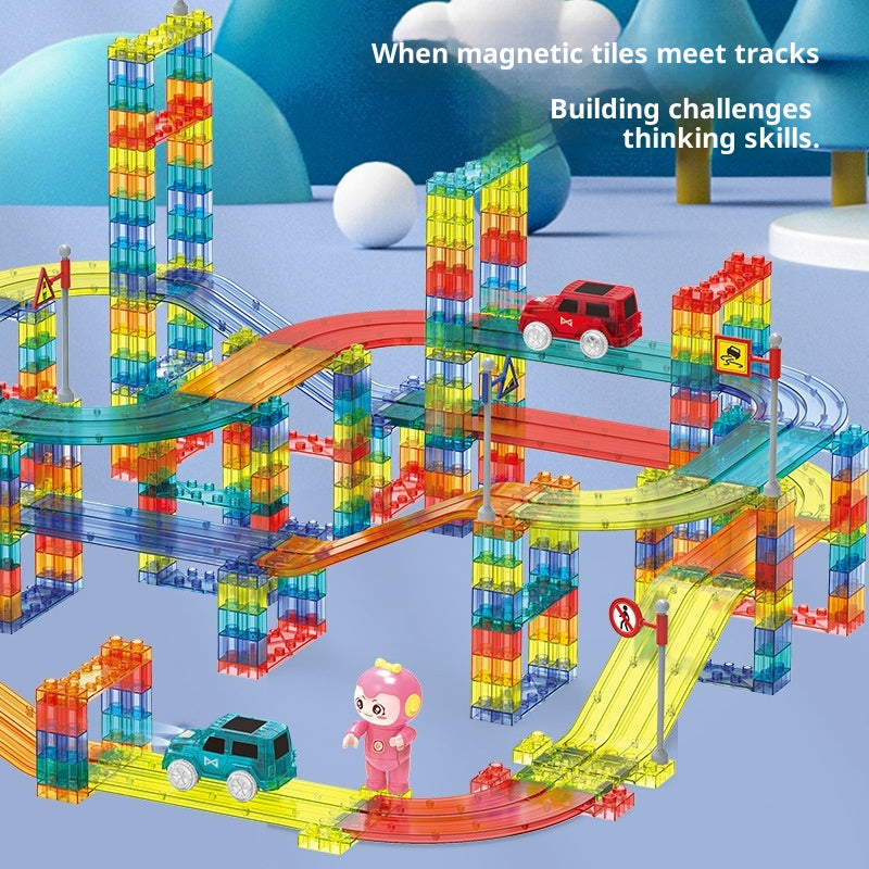 Magnetische Bausteine: Zugstrecken-Puzzle