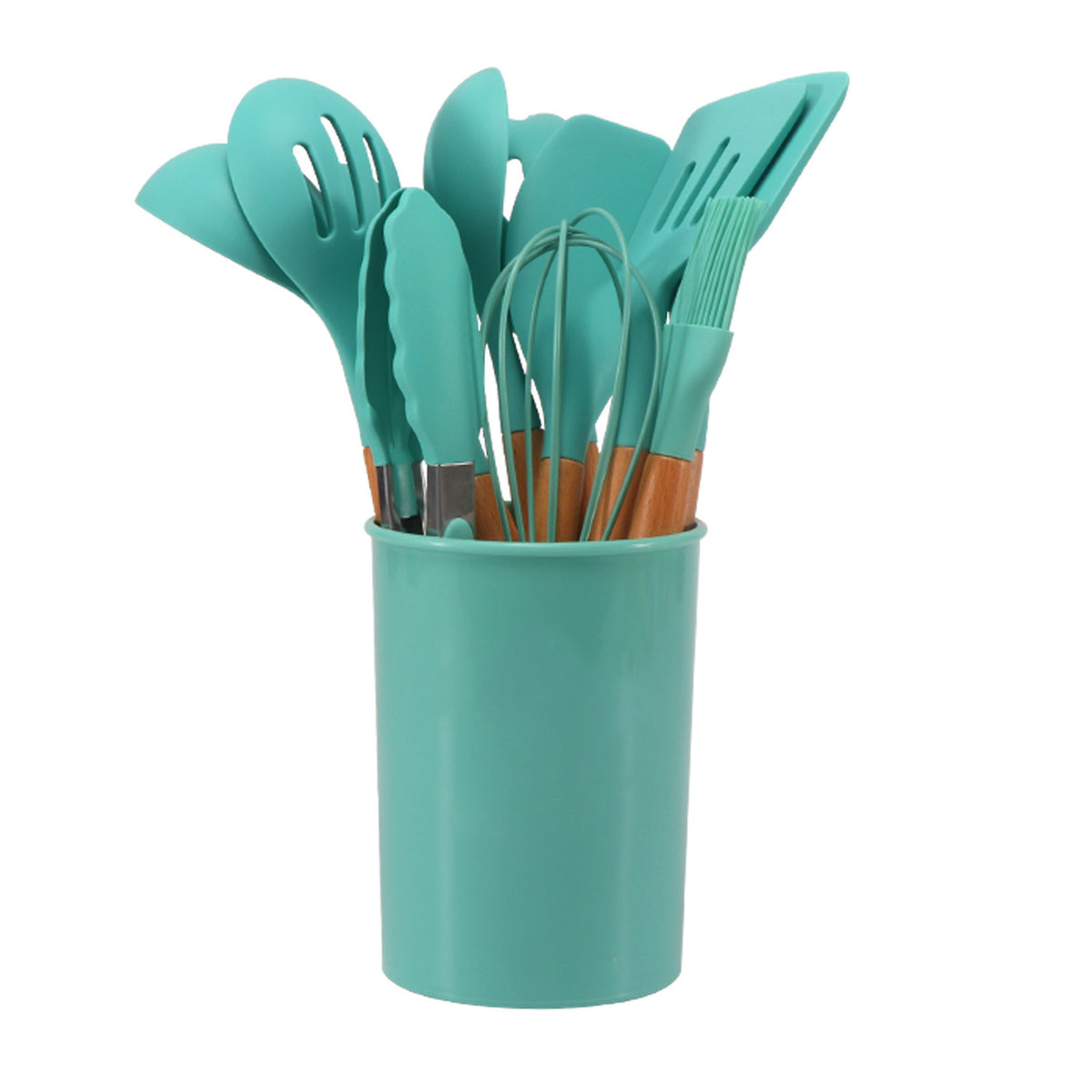 Silicone Kochgeschirr-Set mit Holzgriff · 12 Stück | LuxeStyle