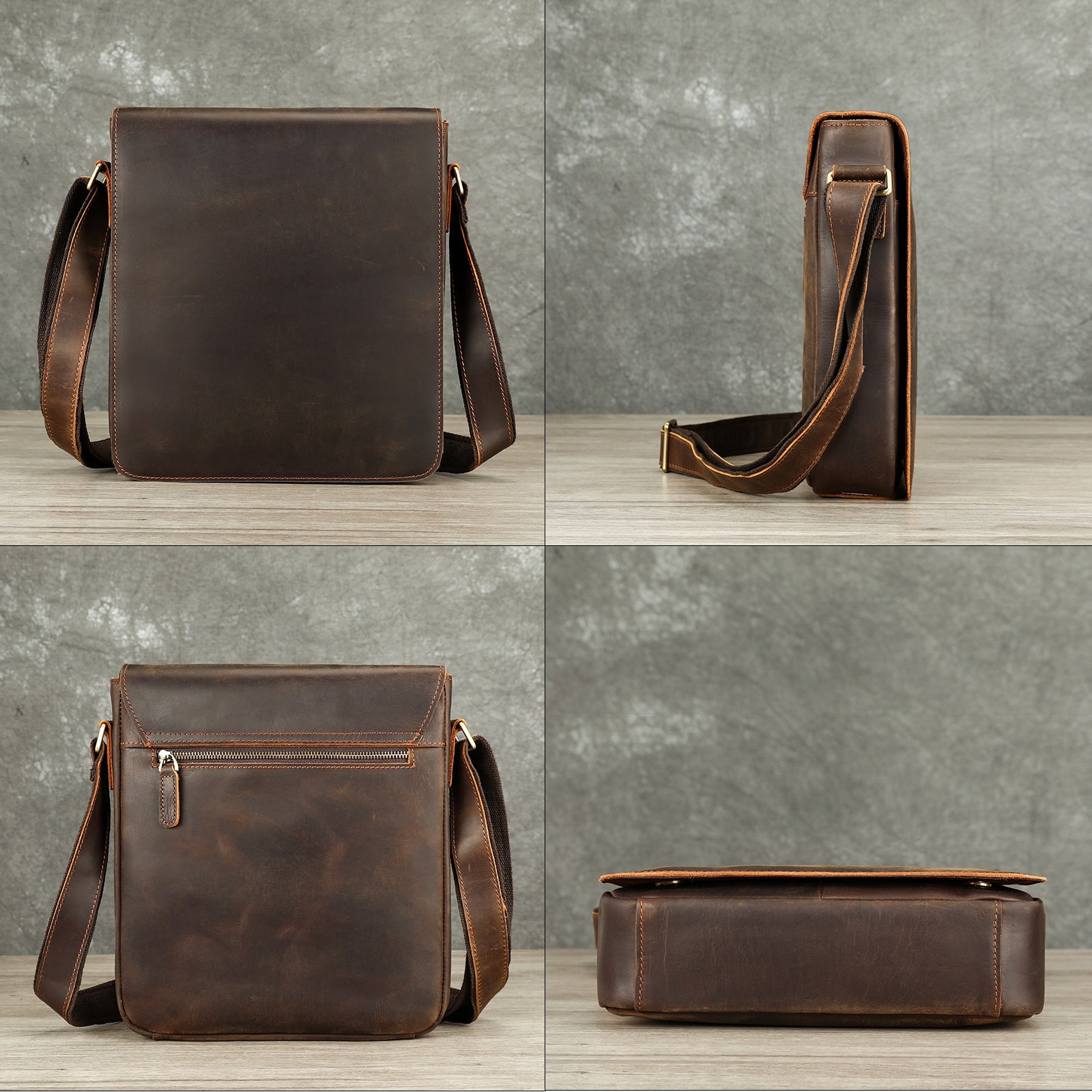 Premium Leder-Crossbody-Tasche
