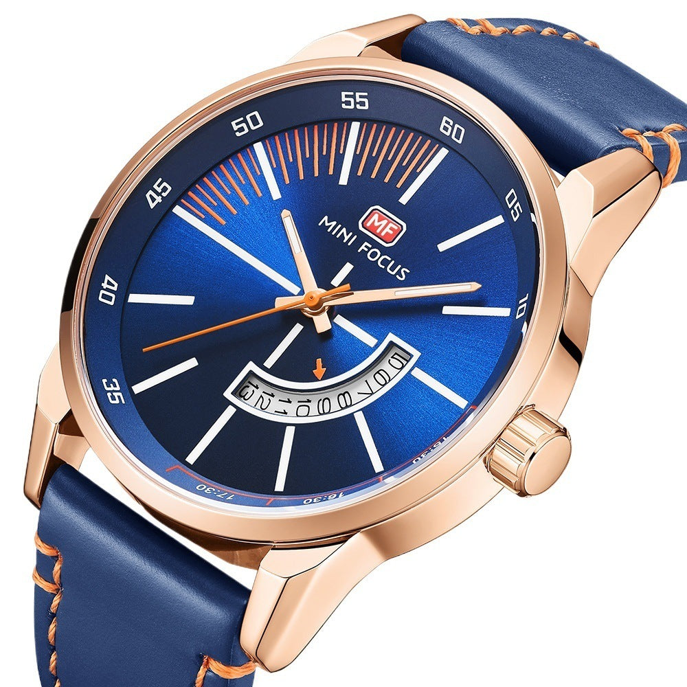 Herren-Armbanduhr mit Kalender und Lederarmband – Bild 4 | LuxeStyle
