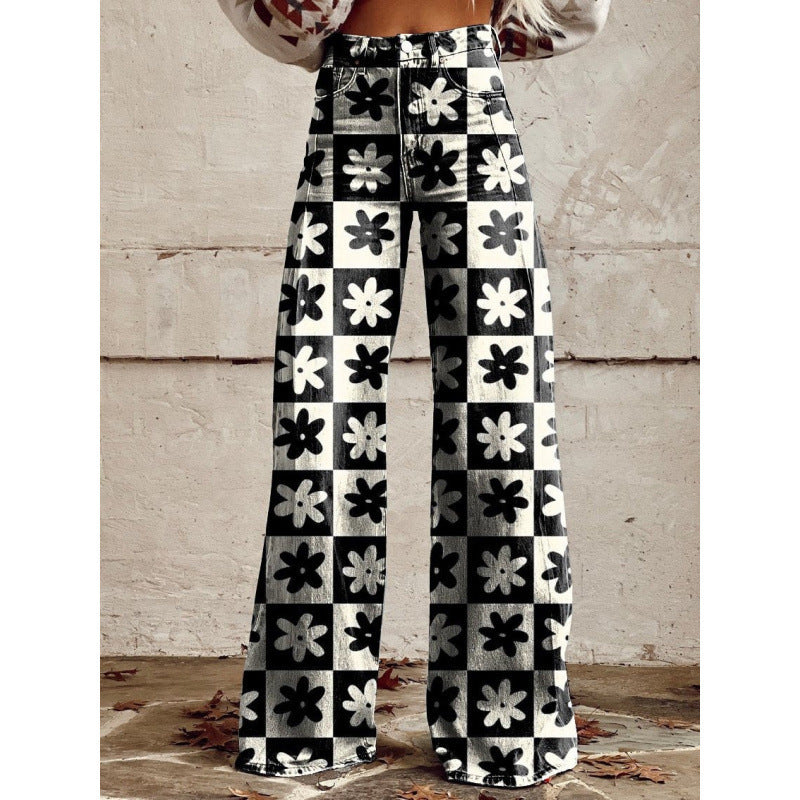High-Waist Jeans mit weitem Bein & Print – Bild 10 | LuxeStyle