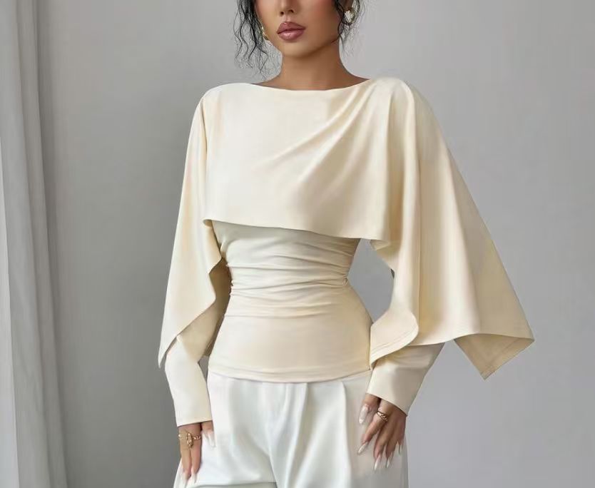 Elegantes Cape-Oberteil · Schalkragen