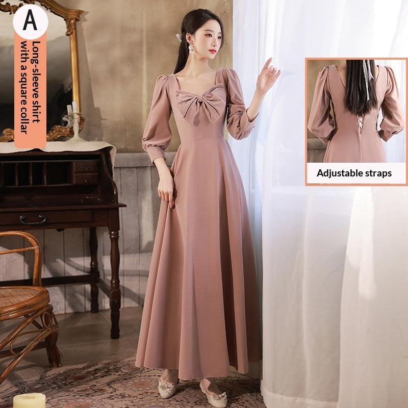 Samt-Abendkleid mit langen Ärmeln | LuxeStyle