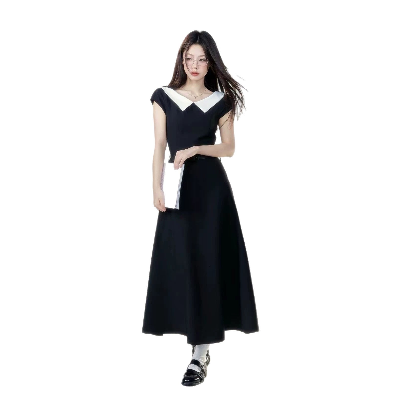 Französisches A-Linien Kleid mit geometrischem Muster