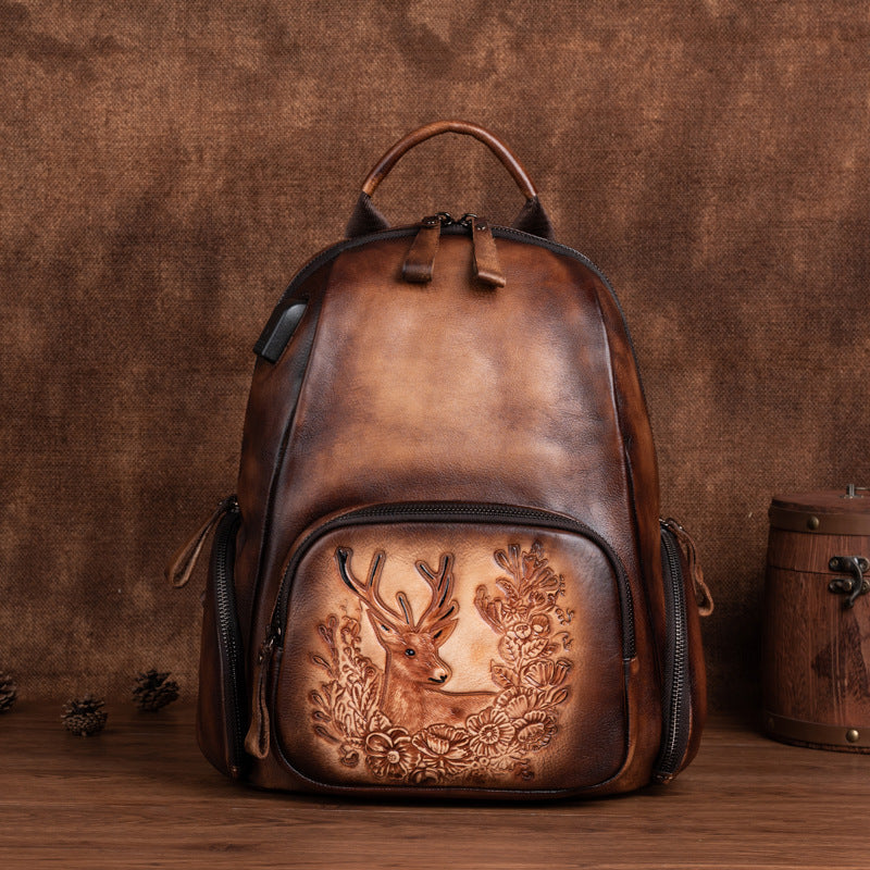 Rucksack Retro-Hirschkopf aus Rindsleder – Bild 7 | LuxeStyle