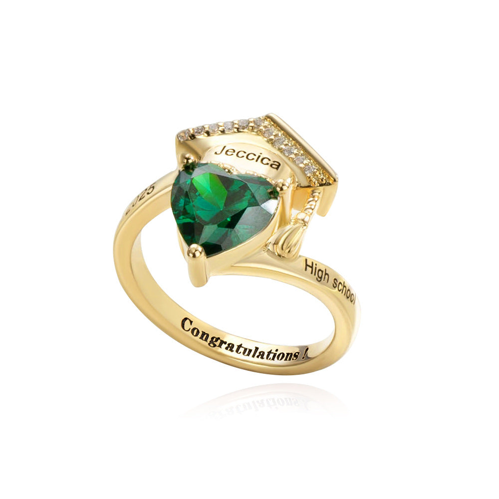 Personalisierter Bachelor-Ring mit Geburtsstein