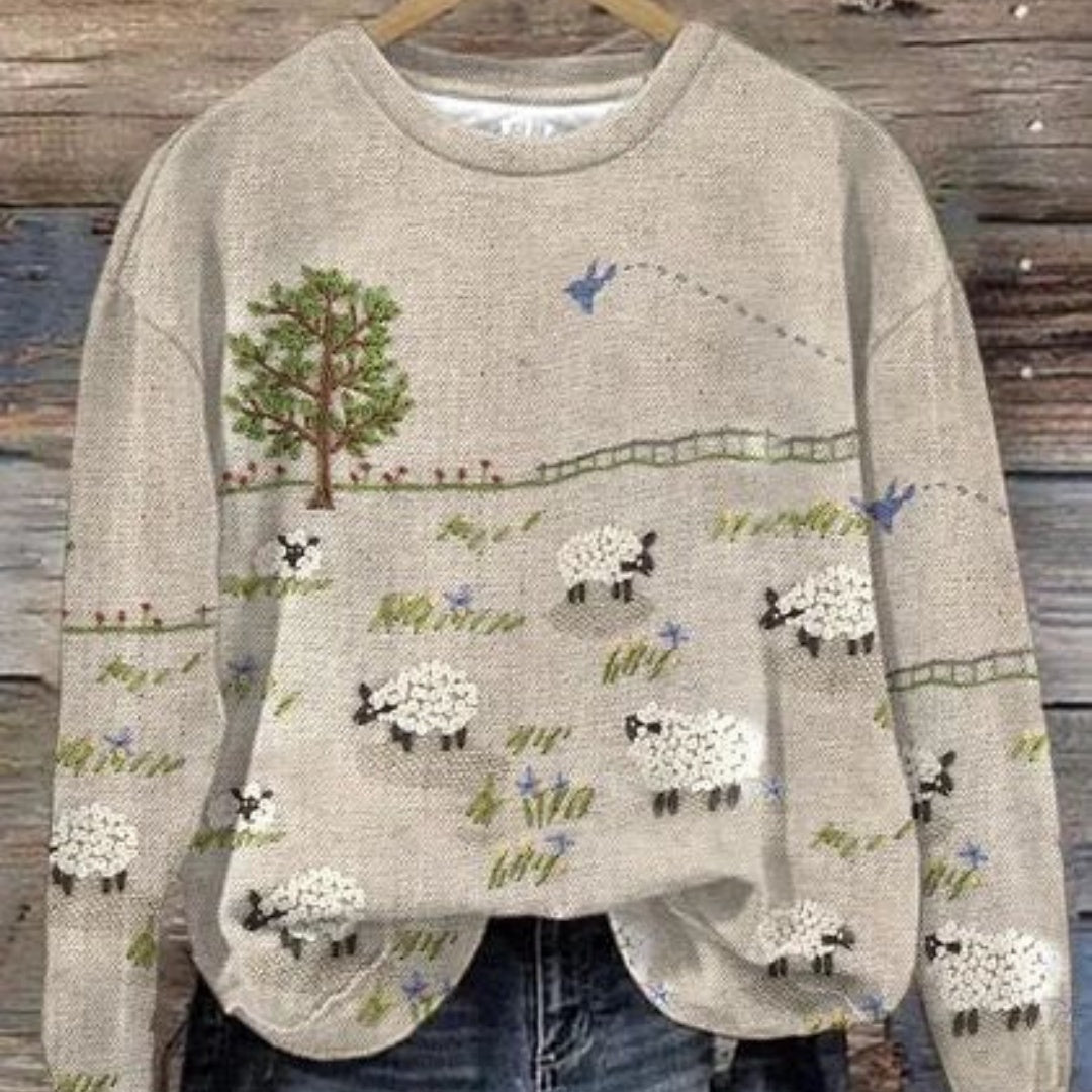 Blumiges Sweatshirt mit Rundhalsausschnitt | LuxeStyle