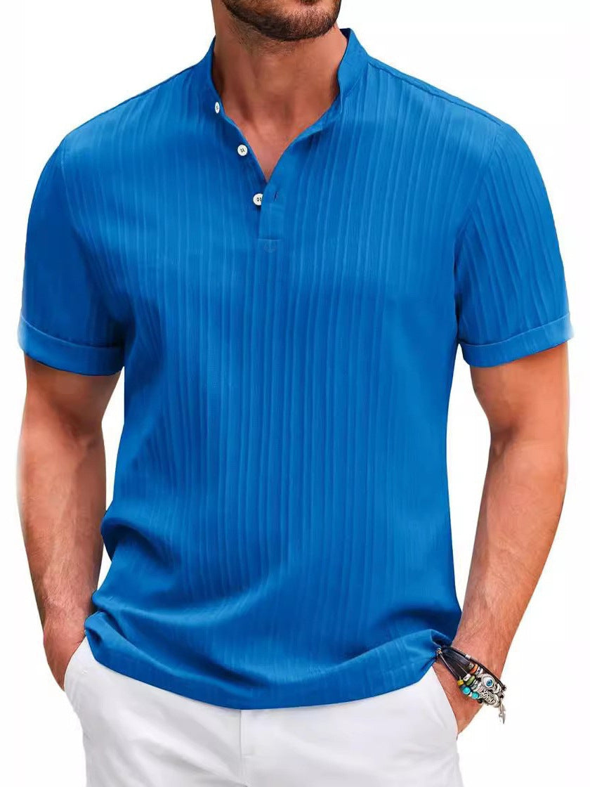 Herren-Jacquard-Hemd Leinen-Cotton