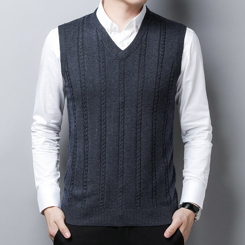 Jacquard-Strickpullover ohne Ärmel – Business Casual | LuxeStyle