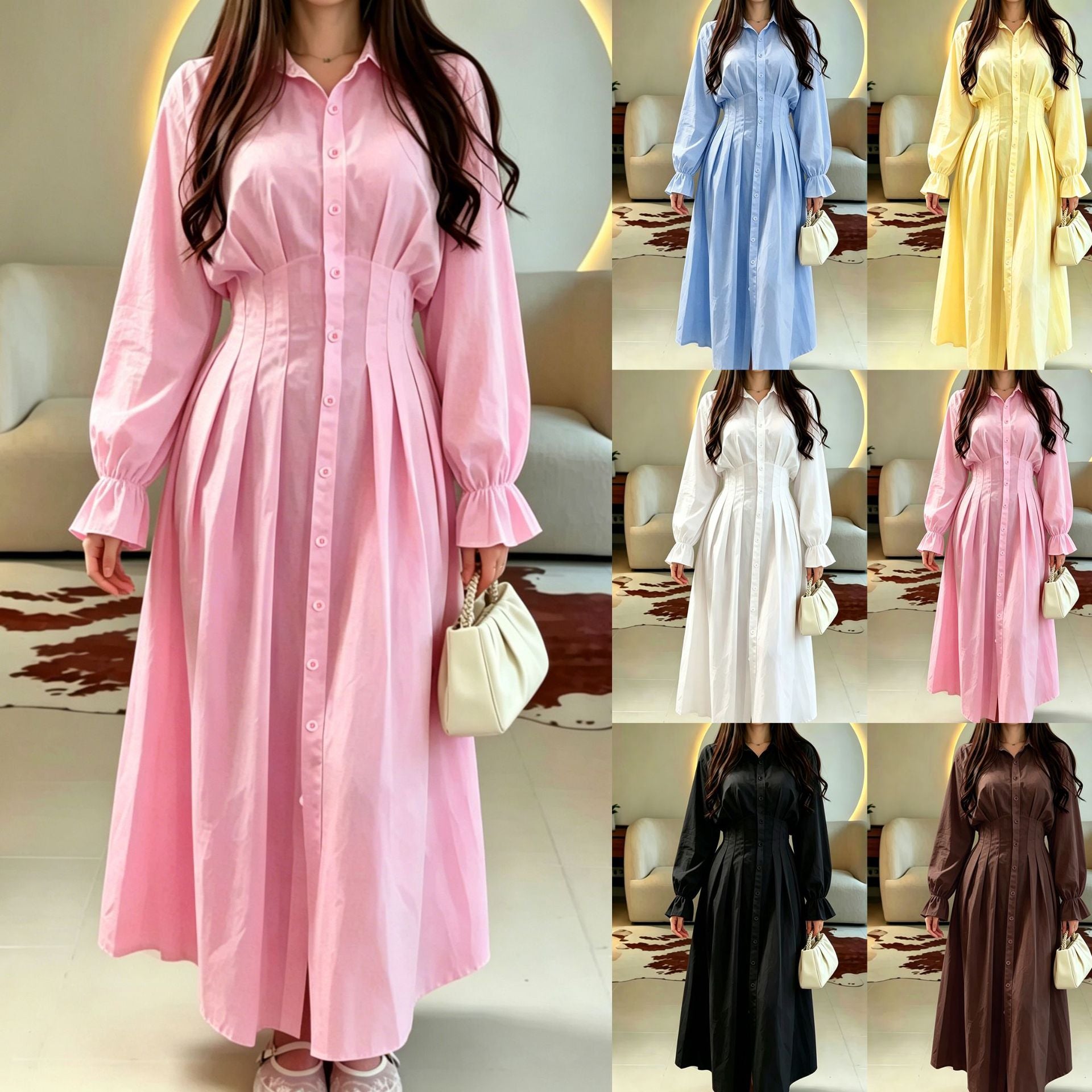 Elegantes Hemdblusenkleid mit Rüschensaum