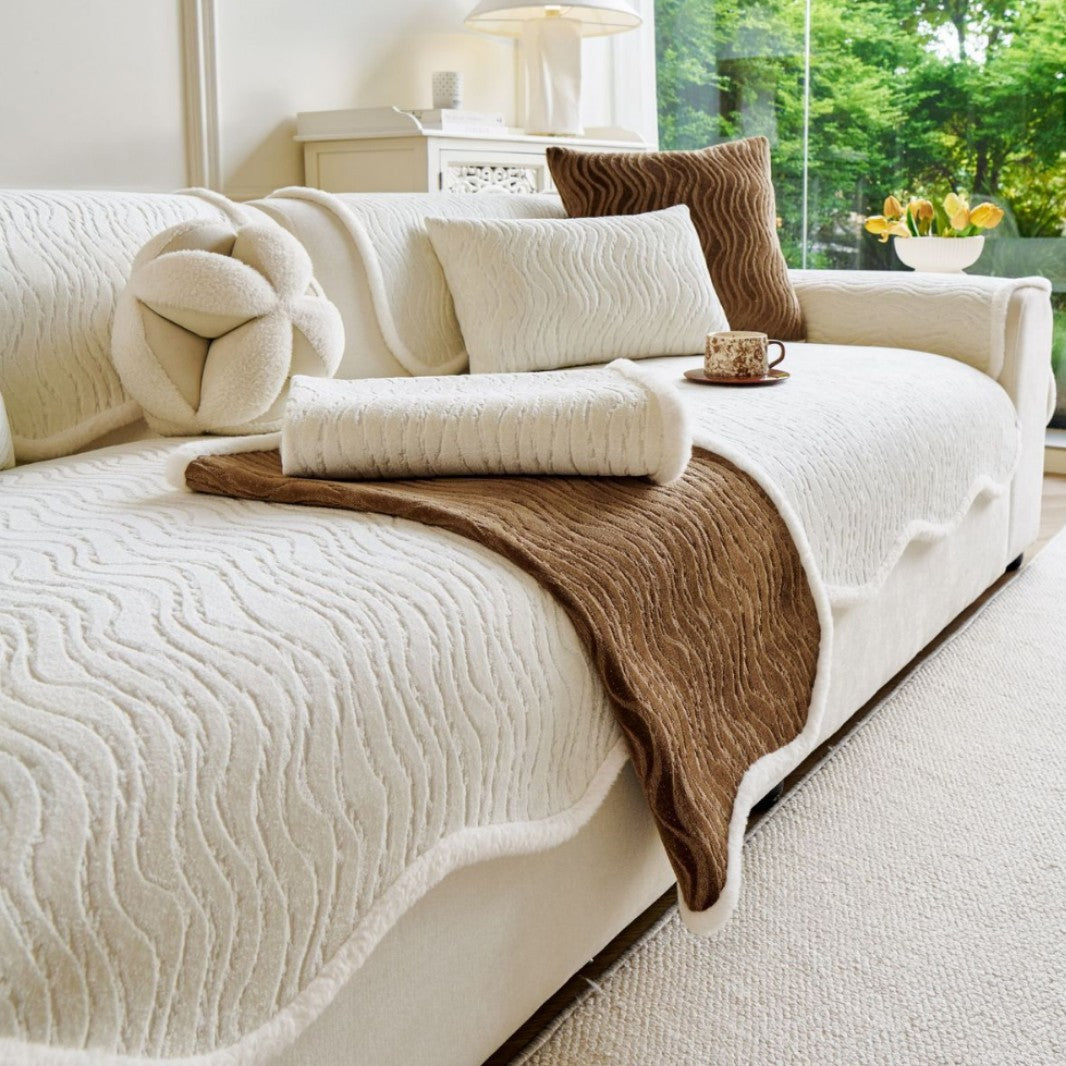 Chenille Sofakissenbezug – Streifen, 70–240 cm | LuxeStyle