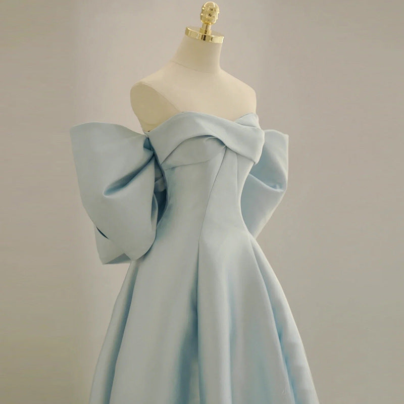 Skyblau-Kleid, bodenlang, ohne Träger – Bild 4 | LuxeStyle
