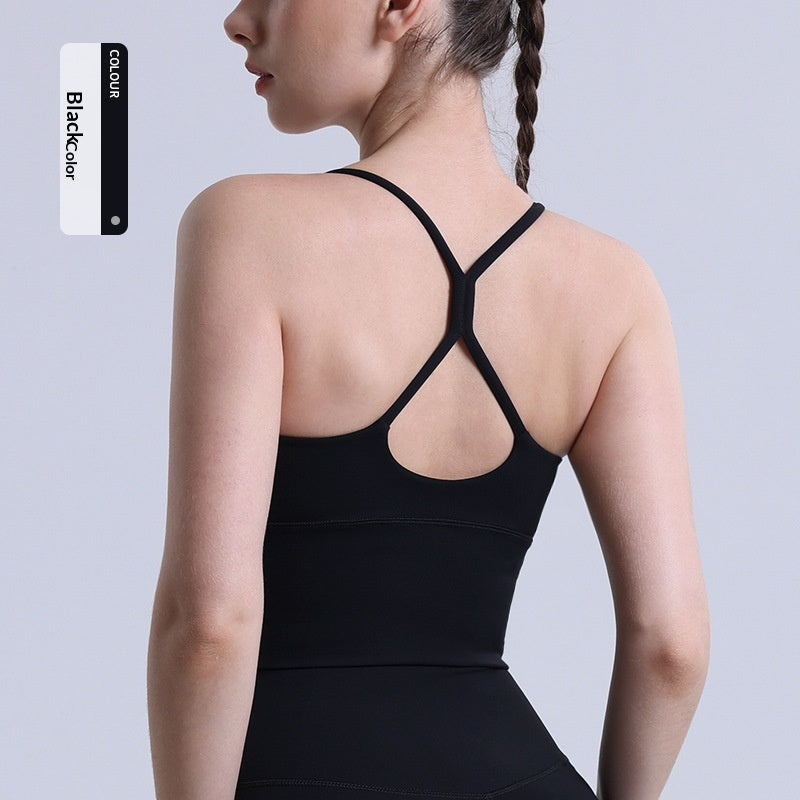 Yoga Tanktop mit Überkreuz-Rücken und Bauchkontrolle