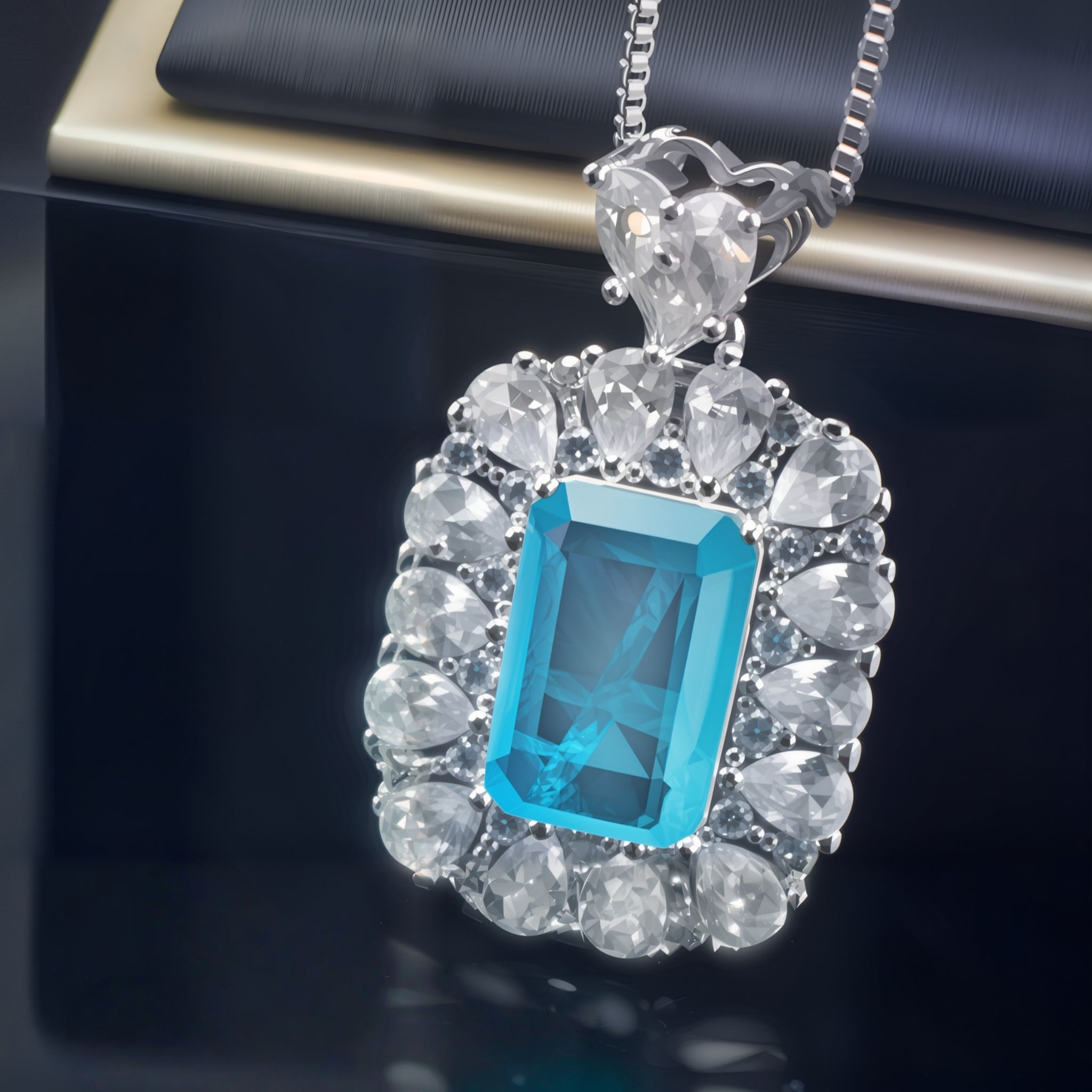 Halskette mit blauem Zirkonia-Anhänger