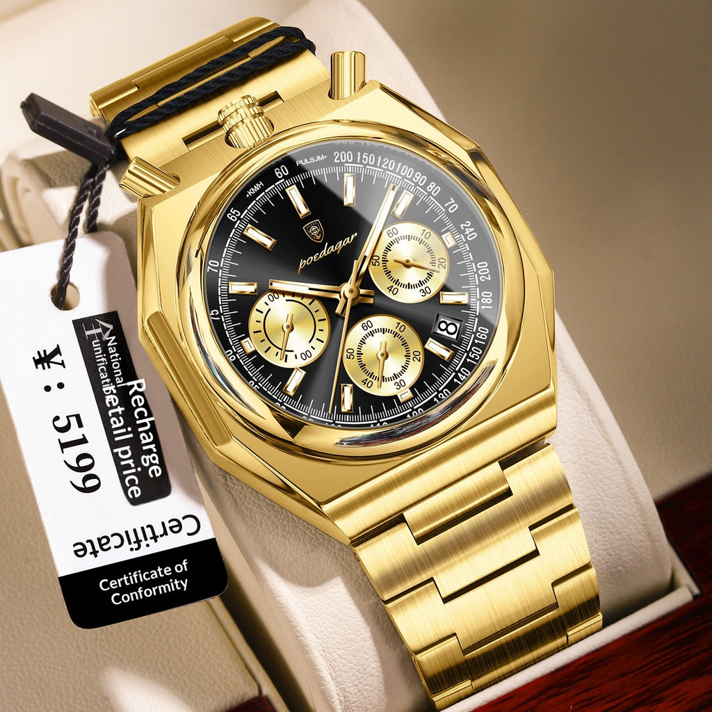 Wasserdichte Herrenuhr mit Multifunktion Quarzwerk