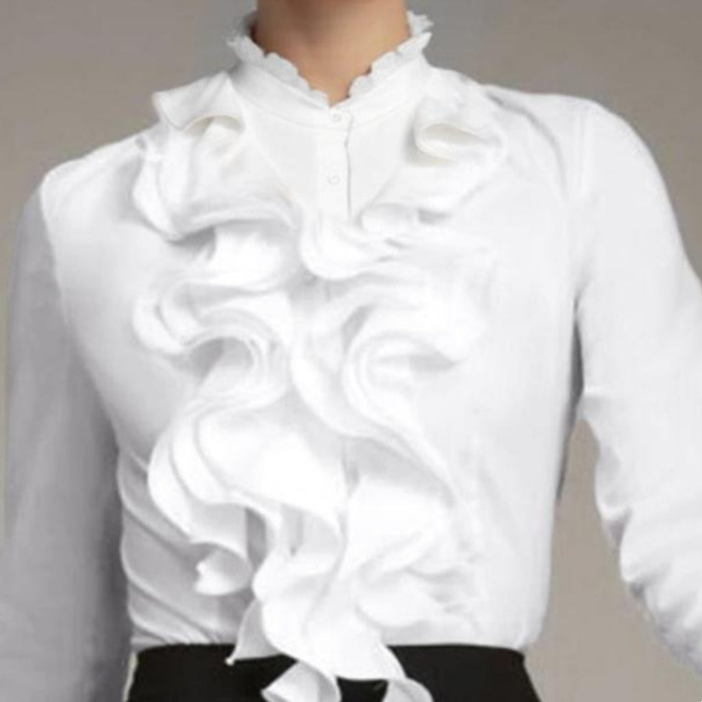 Damen Rüschen-Shirt mit Knöpfen | LuxeStyle