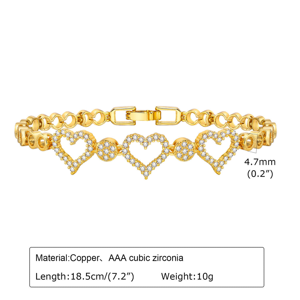 Zirkon Armband mit Blumen- und Herz-Designs