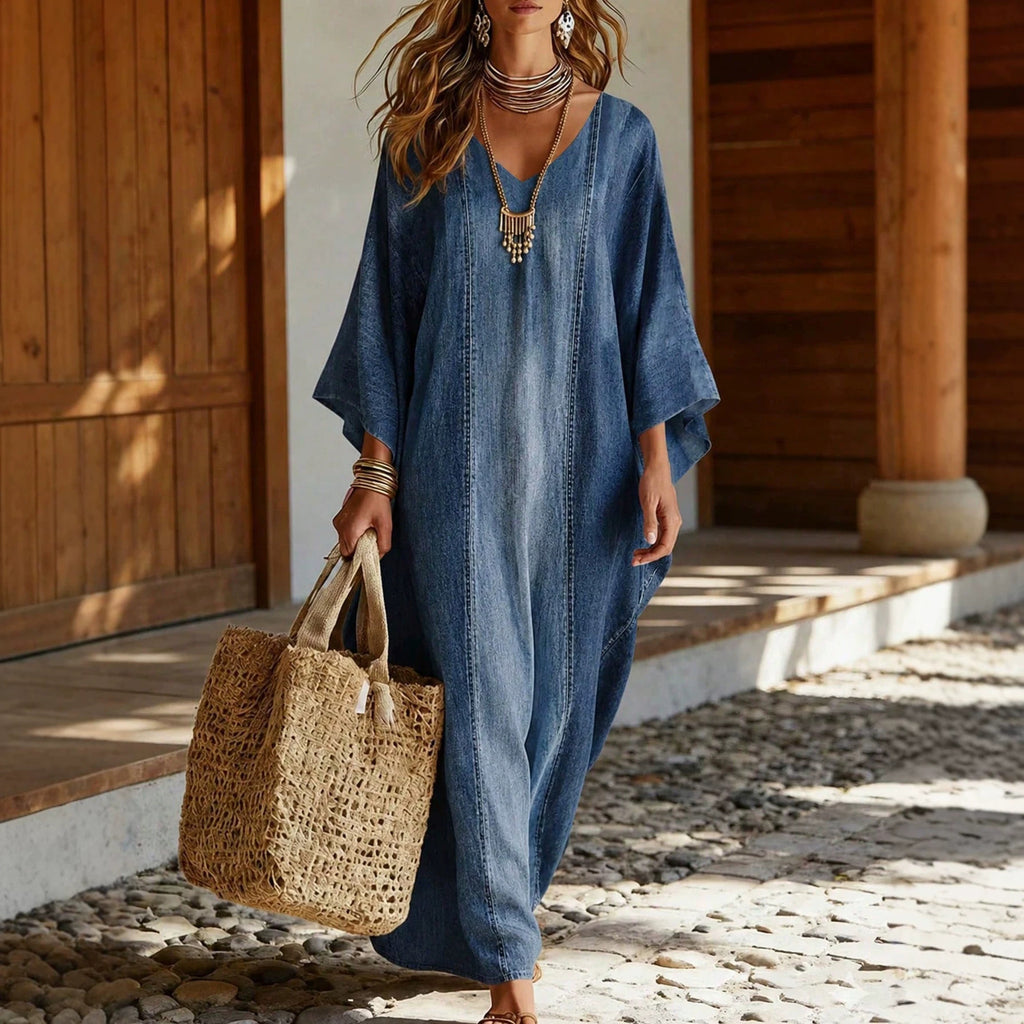 Weitläufiger Damen-Kleid mit Batwing-Ärmeln – Bild 5 | LuxeStyle