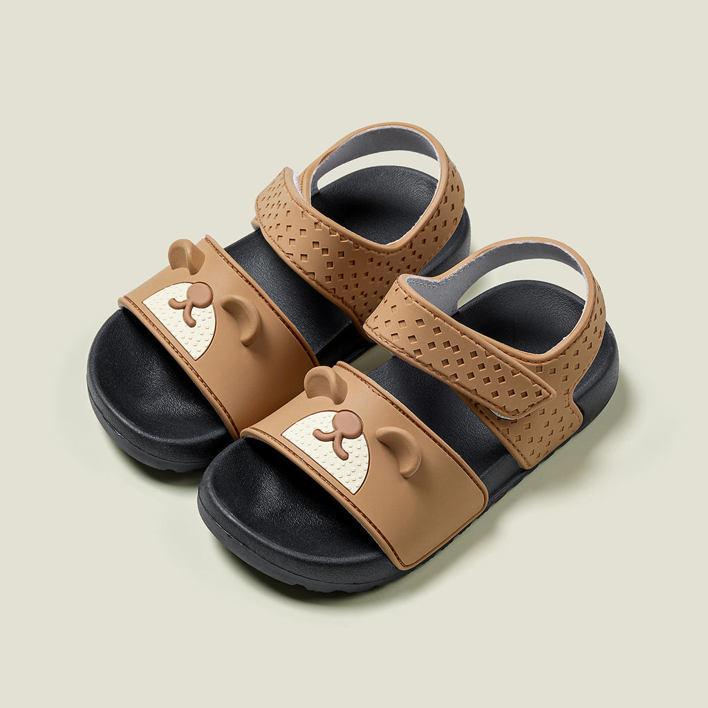 Kinder-Sandalen mit Bär-Print, weiche Sohle & Klettverschluss
