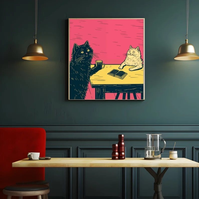 Gerahmtes Wandbild mit Katzenmotiv – Bild 4 | LuxeStyle