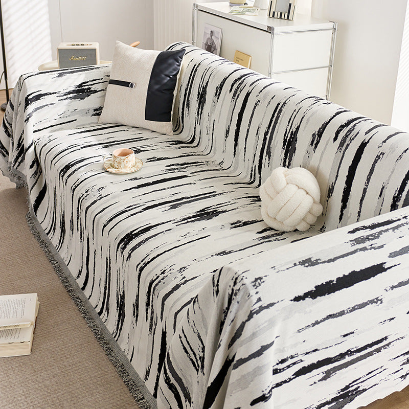 Chenille Sofaüberwurf «Schwarz-Weiss» – Bild 4 | LuxeStyle