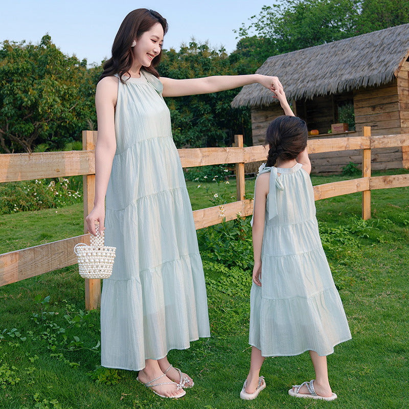 Mintgrünes Chiffon-Kleid für Mutter und Tochter | LuxeStyle