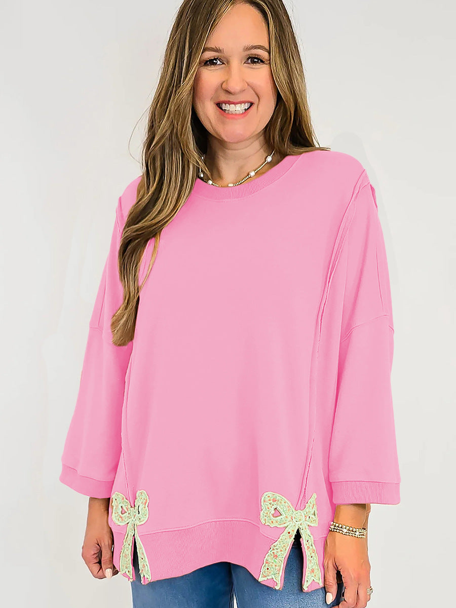 Designer-Patchwork Hoodie mit Schleife
