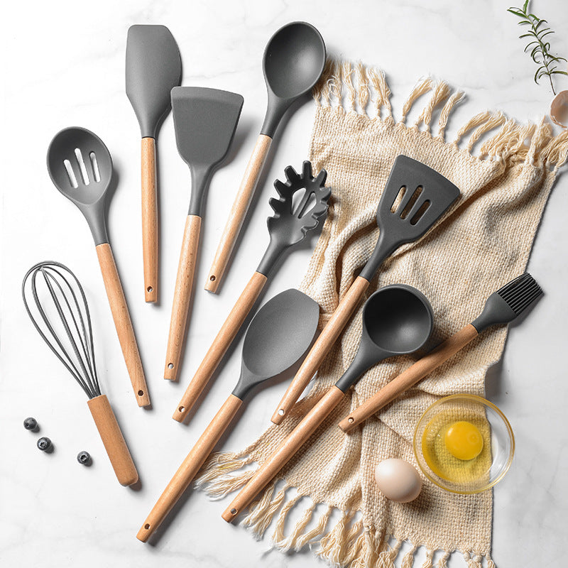 Silicone Kochgeschirr-Set mit Holzgriff · 12 Stück – Bild 8 | LuxeStyle