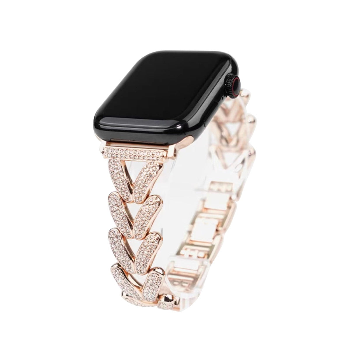 V-förmiges Metallarmband mit Diamanten