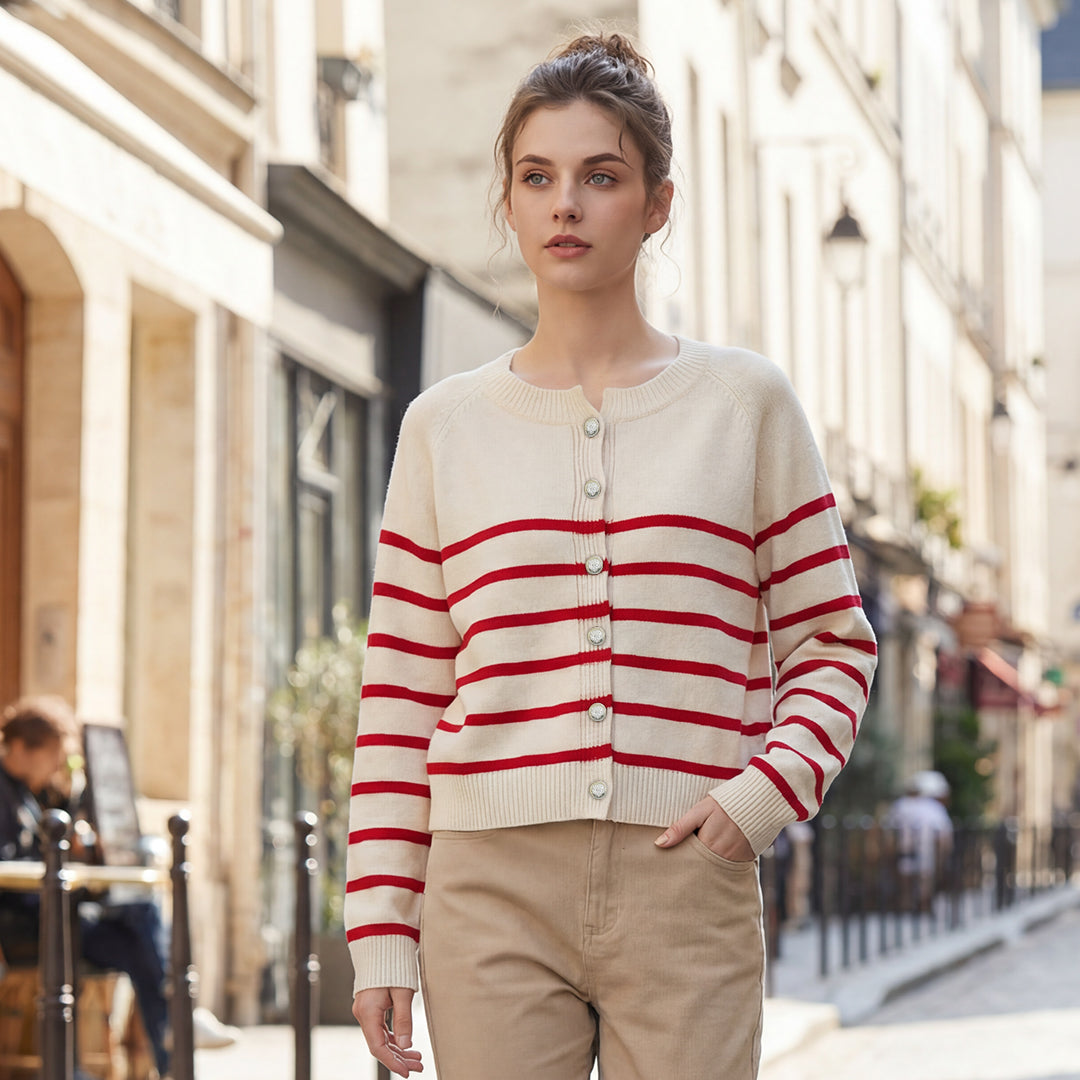 Gestreifter Strick-Cardigan für Damen – Ansicht 7