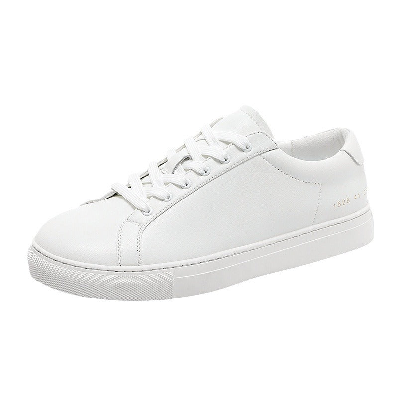 Atmungsaktive Rindsleder-Sneakers mit flacher Sohle – Weiß