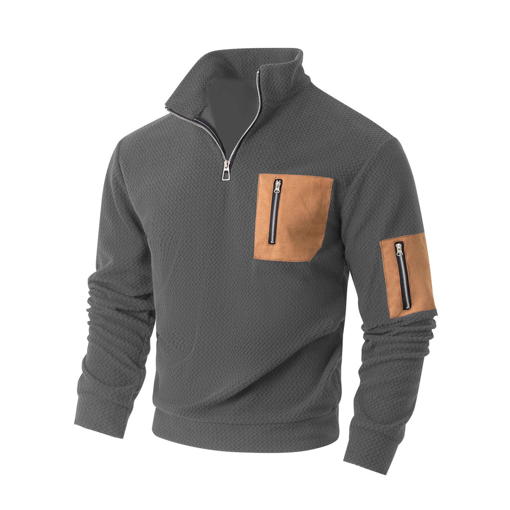 Herren Fleece-Hoodie mit Stehkragen und Reissverschluss – Bild 6 | LuxeStyle