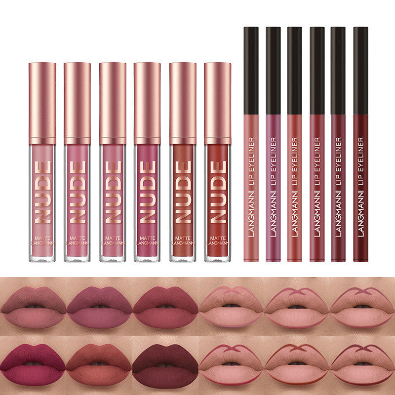 Lippenstift & Lipliner Set – 12 Farben