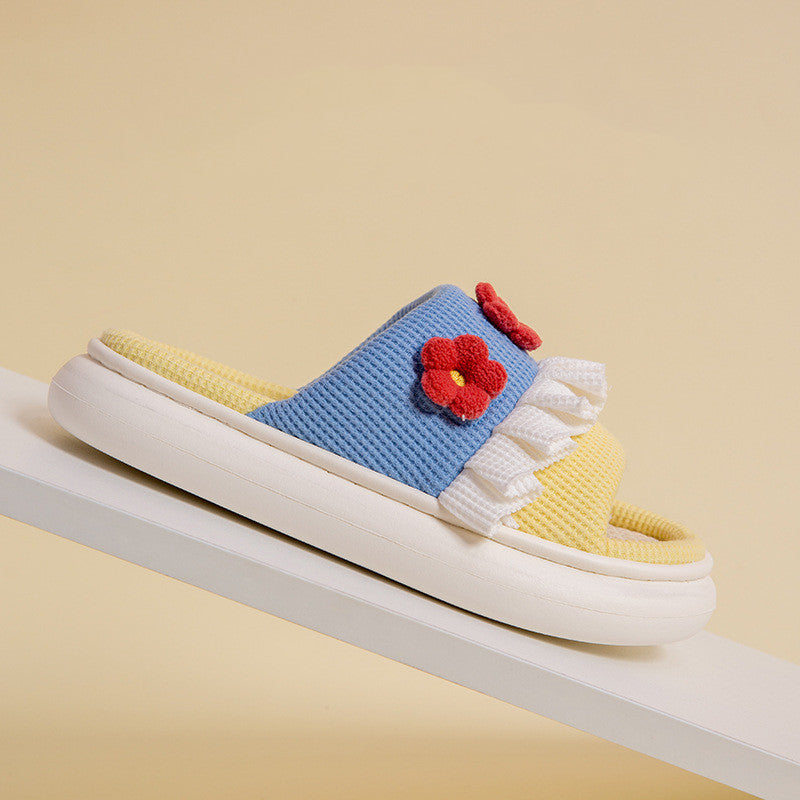 Linen Sandalen für Zuhause – offene Zehen, Bänder | LuxeStyle