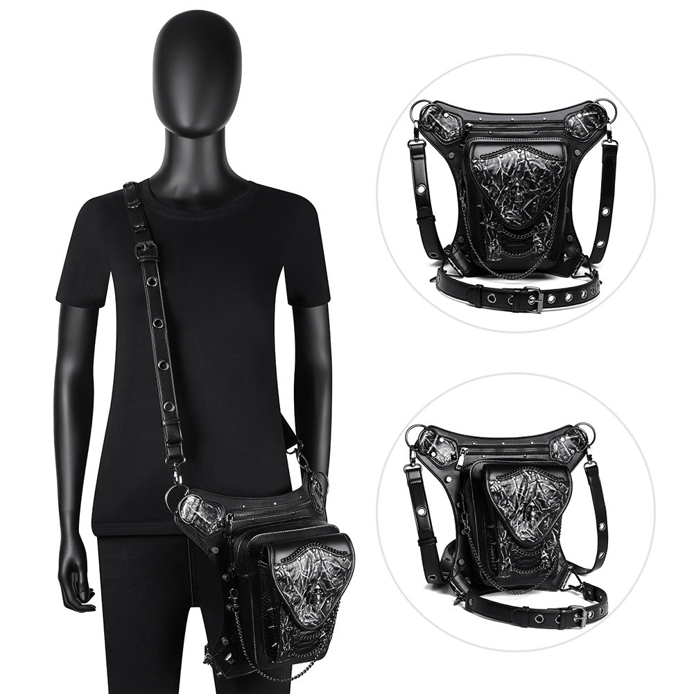 Schwarze Steampunk-Schädelkette Rucksack | LuxeStyle
