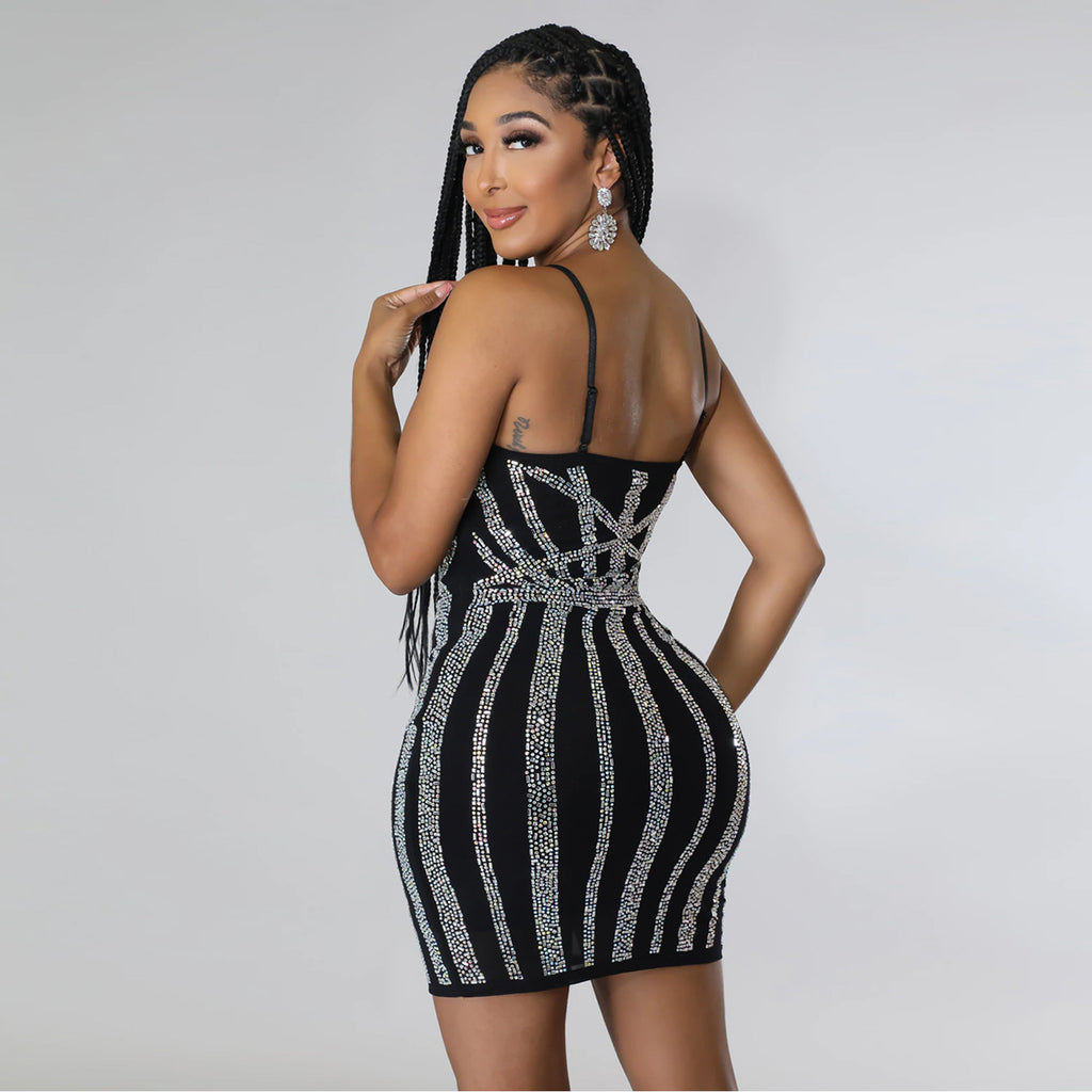 Elegantes Bodycon-Minikleid mit Strass-Trägern