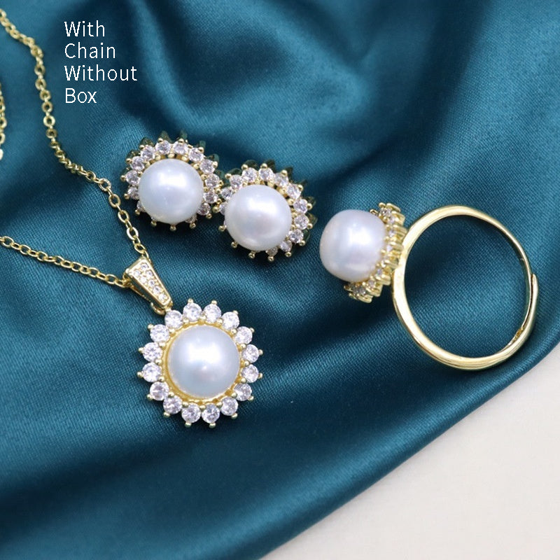 Süsswasserperlen-Halskette «Perla» · elegantes Set