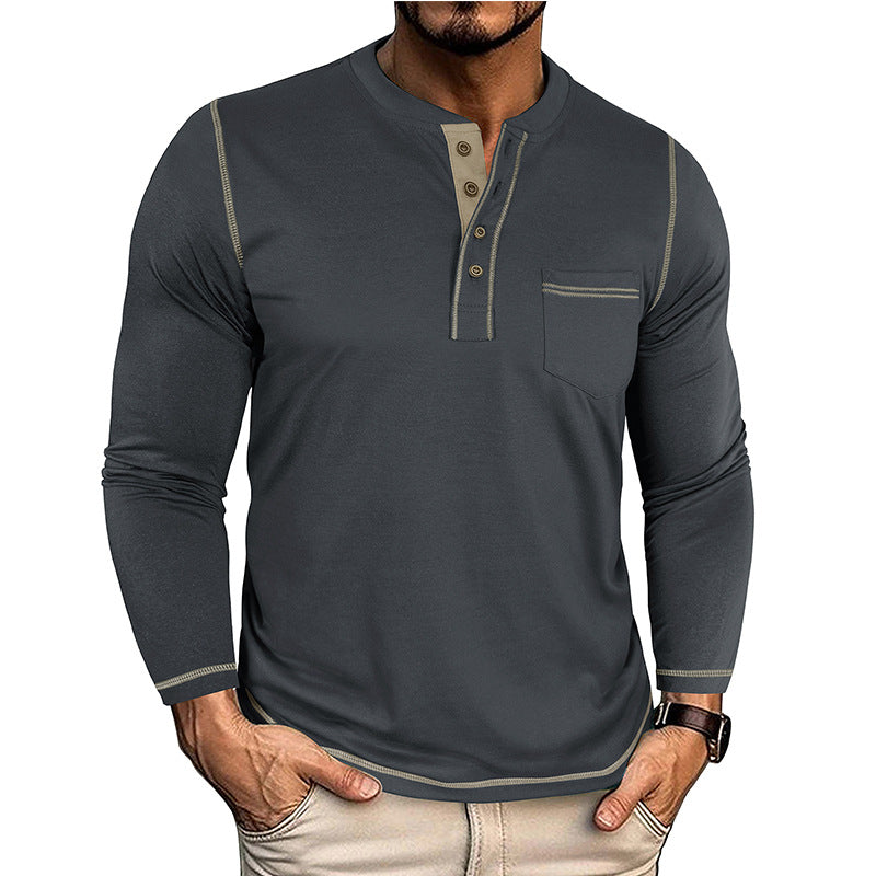 Langarm-T-Shirt mit Henley-Tasche – Bild 7 | LuxeStyle