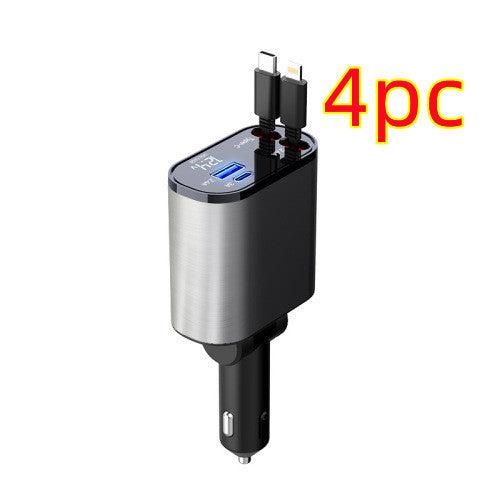 KFZ-Schnellladegerät 100W · ausziehbare Kabel USB-C & Lightning