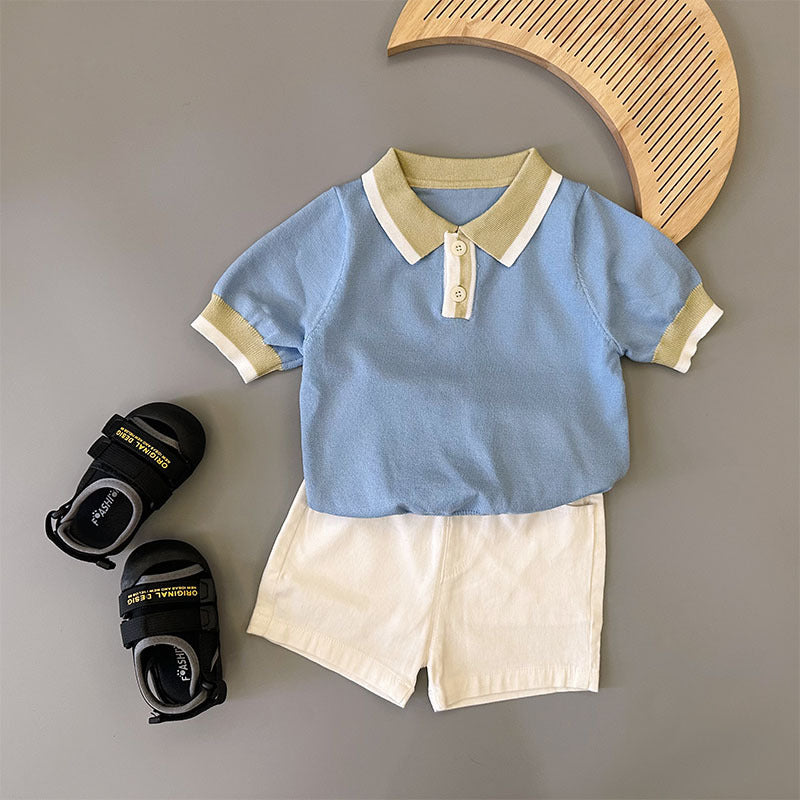Baby Strick-Set Kurzarm-Oberteil und Shorts
