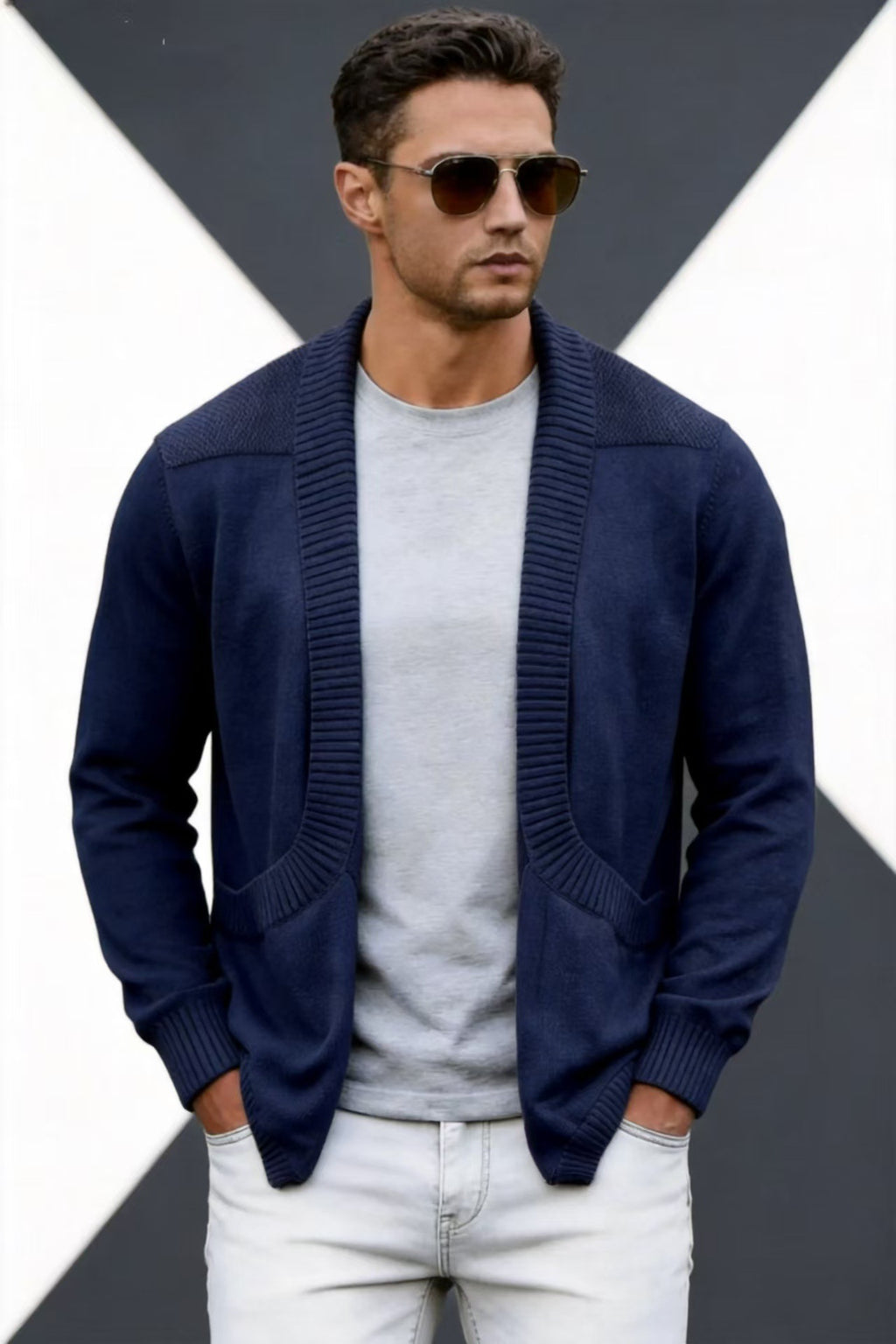 Herren Strick-Cardigan mit Schalkragen