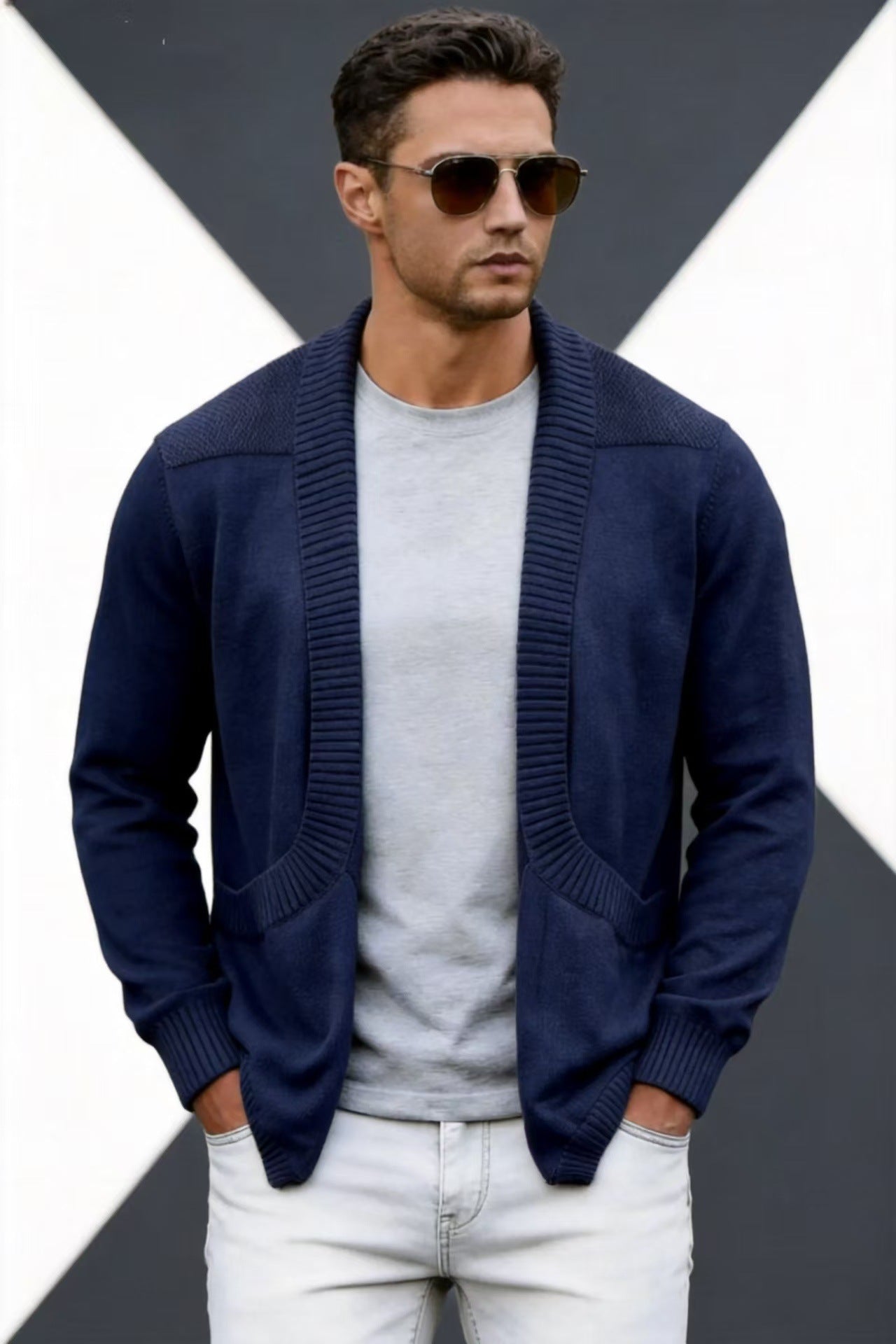 Herren Strick-Cardigan mit Schalkragen