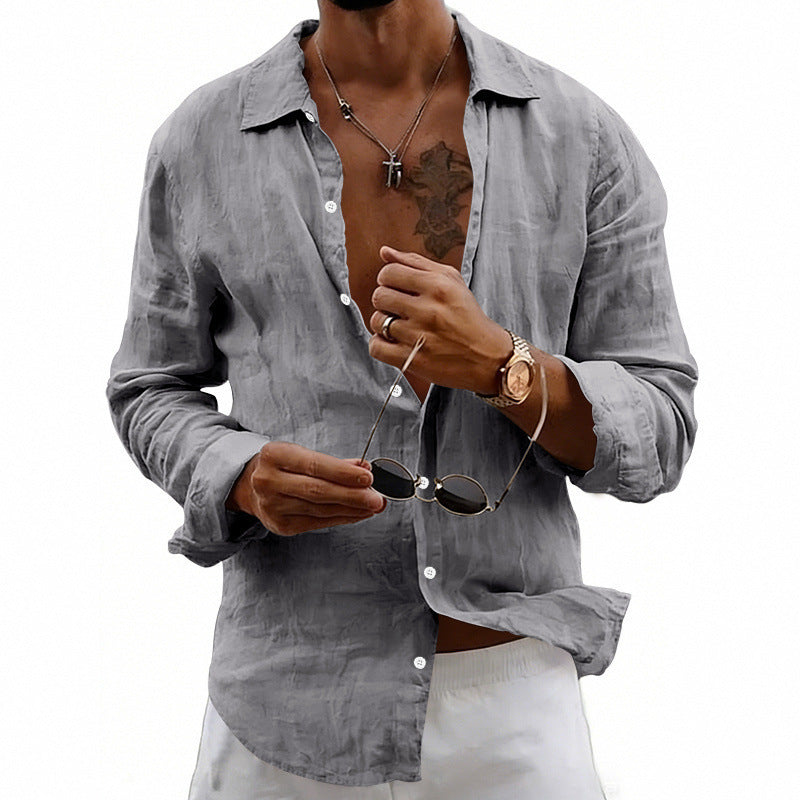 Leichter Leinen-Cardigan mit Reverskragen – Bild 3 | LuxeStyle
