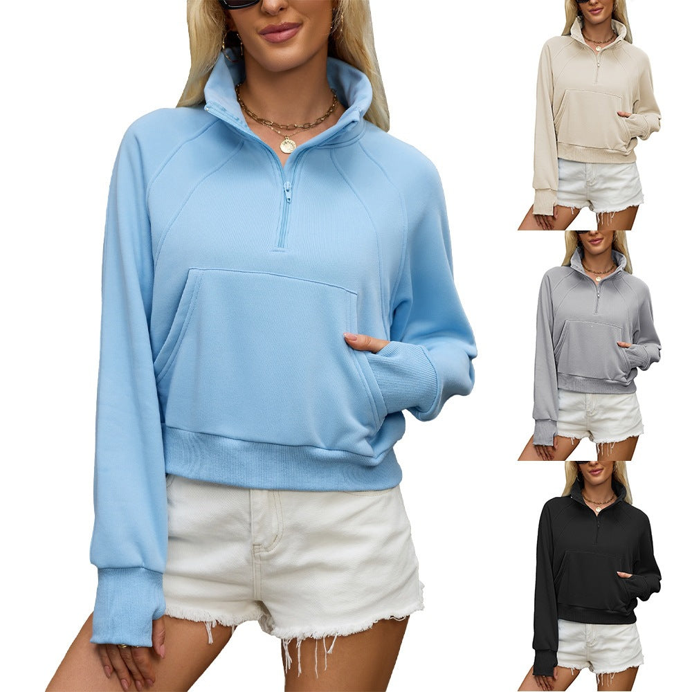 Cropped Hoodie mit langen Ärmeln