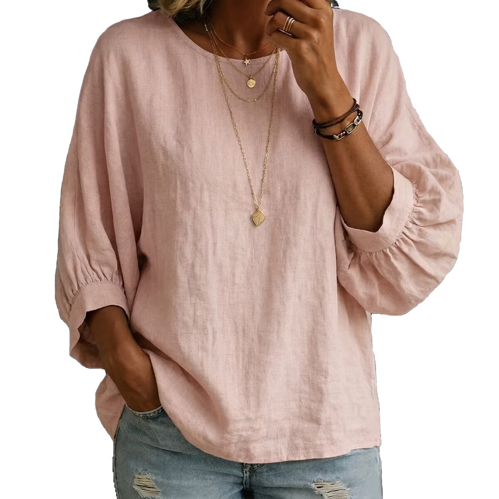 Lässiges Damen-Shirt mit Rundhals und 3/4-Ärmeln