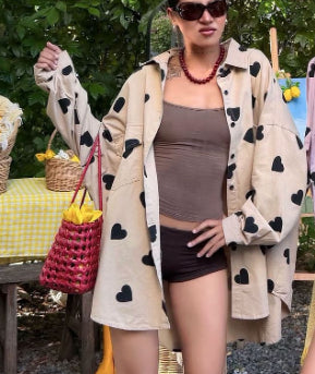 Lässige bedruckte Patchwork-Bluse für Damen